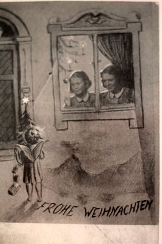 Vánoční pohlednice pro otce na Bory s portrétem dcer, zdroj: archiv Hany Kumperové ​